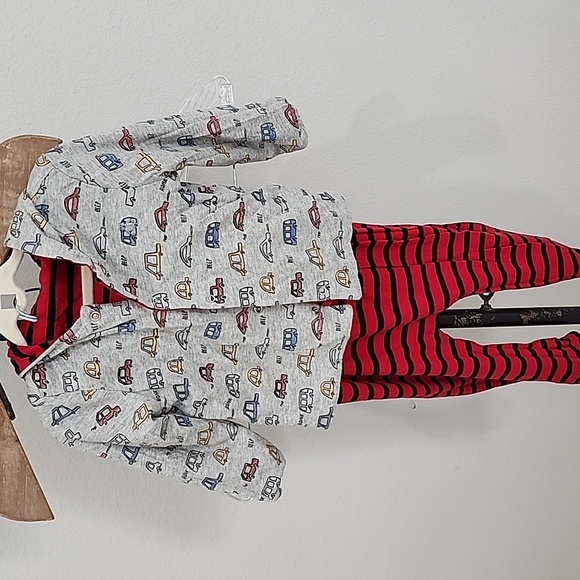 Baby Gap Two Piece Reversible Outfit Pants Jackets Grey Red Navy Cars 6-12 Month - Picture 9 of 10